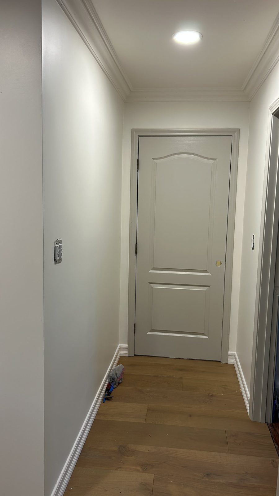 Hallway walls, door and crown molding